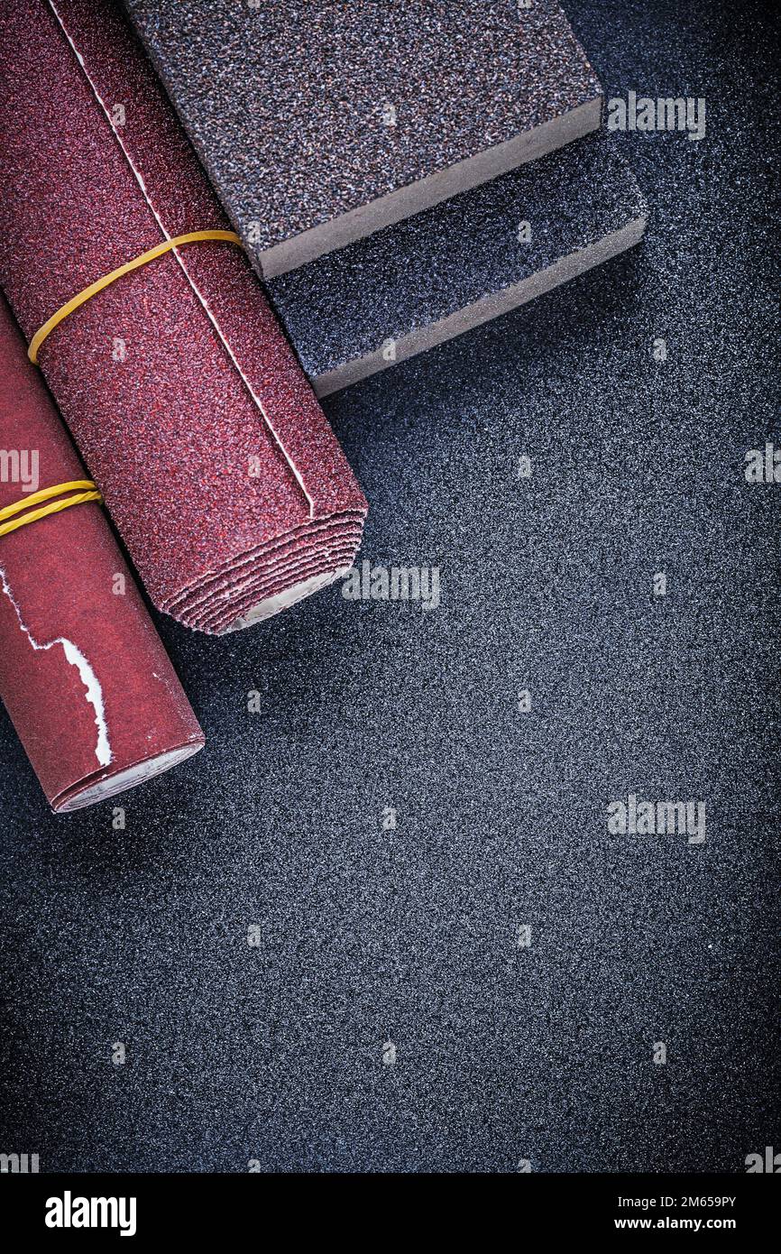 Composition of sanding sponges glass paper abrasive materials Stock Photo Alamy