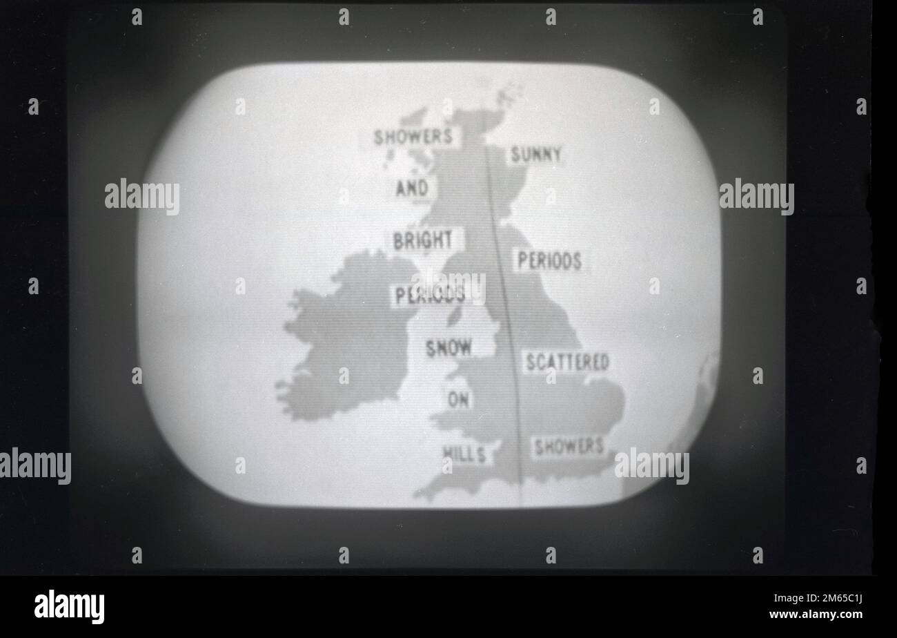 1950s, historical, weather forecast, BBC television Stock Photo Alamy