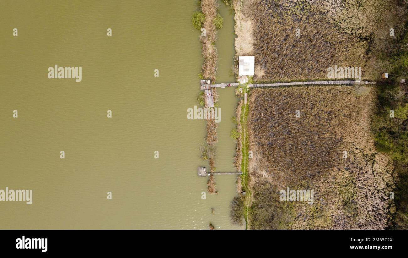 An aerial view of a river and the surrounding landscape Stock Photo - Alamy