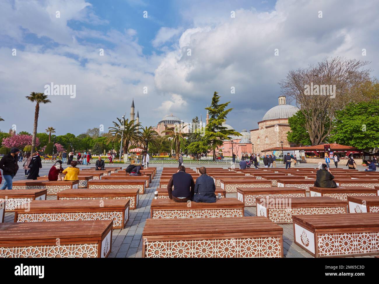 Istanbul, Turkey - April 21, 2017: Spring In Sultanahmet Square. Sunset ...