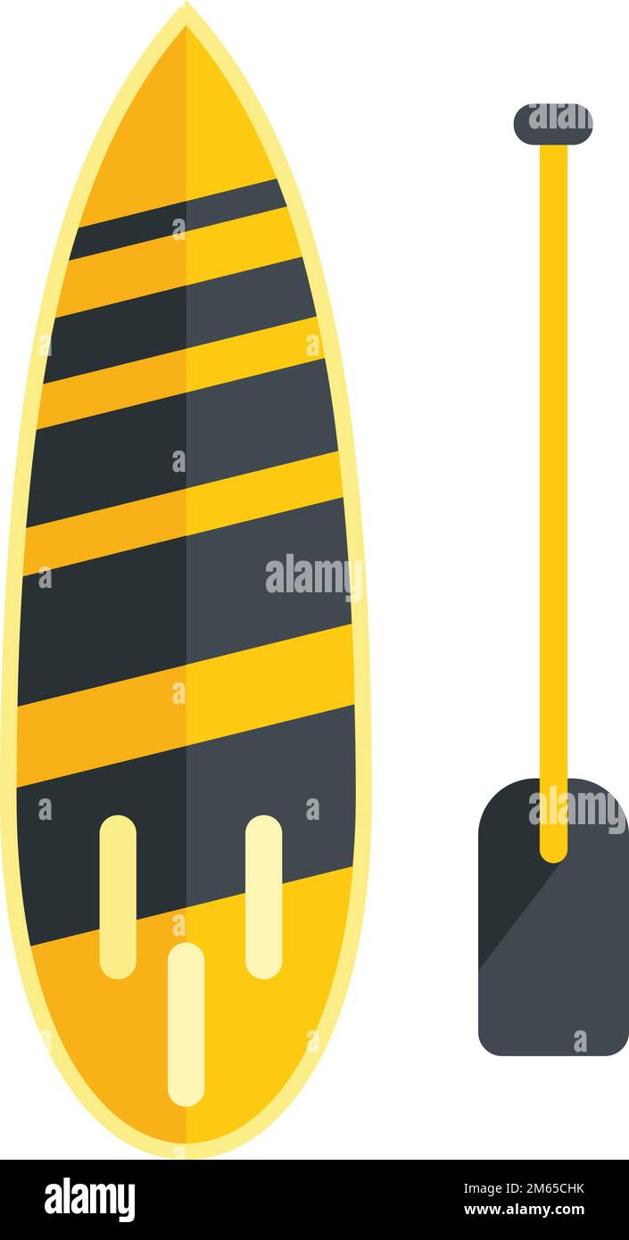 Sup surfboard icon flat vector. Board paddle. Lake surfer isolated ...