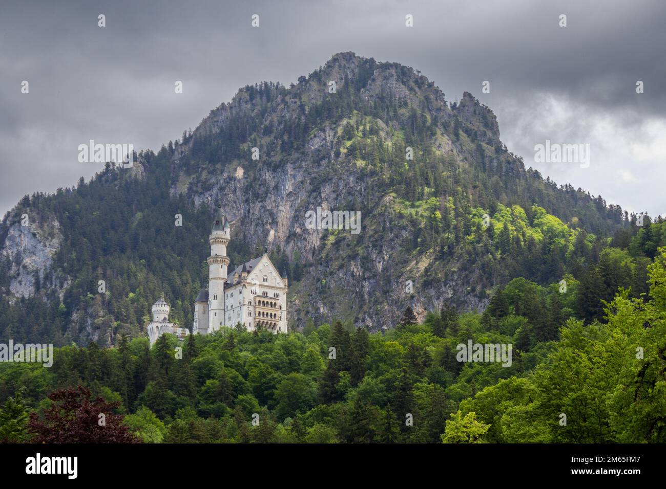 View of famous Neuschwanstein Castle. Location: village of Hohenschwangau, near Füssen, southwest Bavaria, Germany, Europe Stock Photo