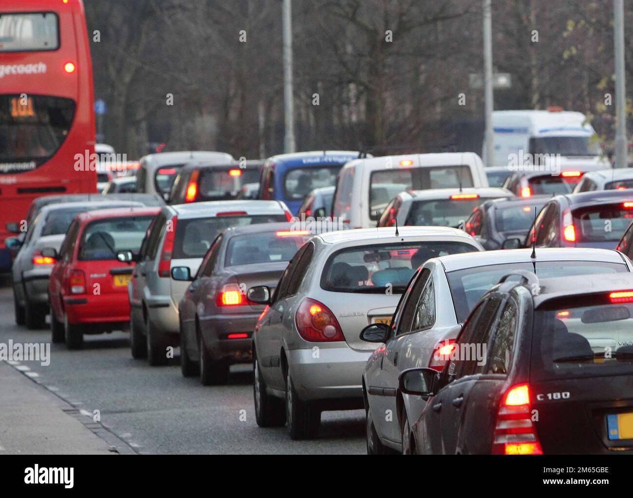 File photo dated 10/12/08 of early morning road congestion. More than 100 road traffic officers and control room operators working for National Highways across England will launch a 48-hour strike on Tuesday. The walkout by members of the Public and Commercial Services (PCS) is part of industrial action in a bitter dispute over pay, pensions and jobs. Issue date: Monday January 2, 2023. Stock Photo