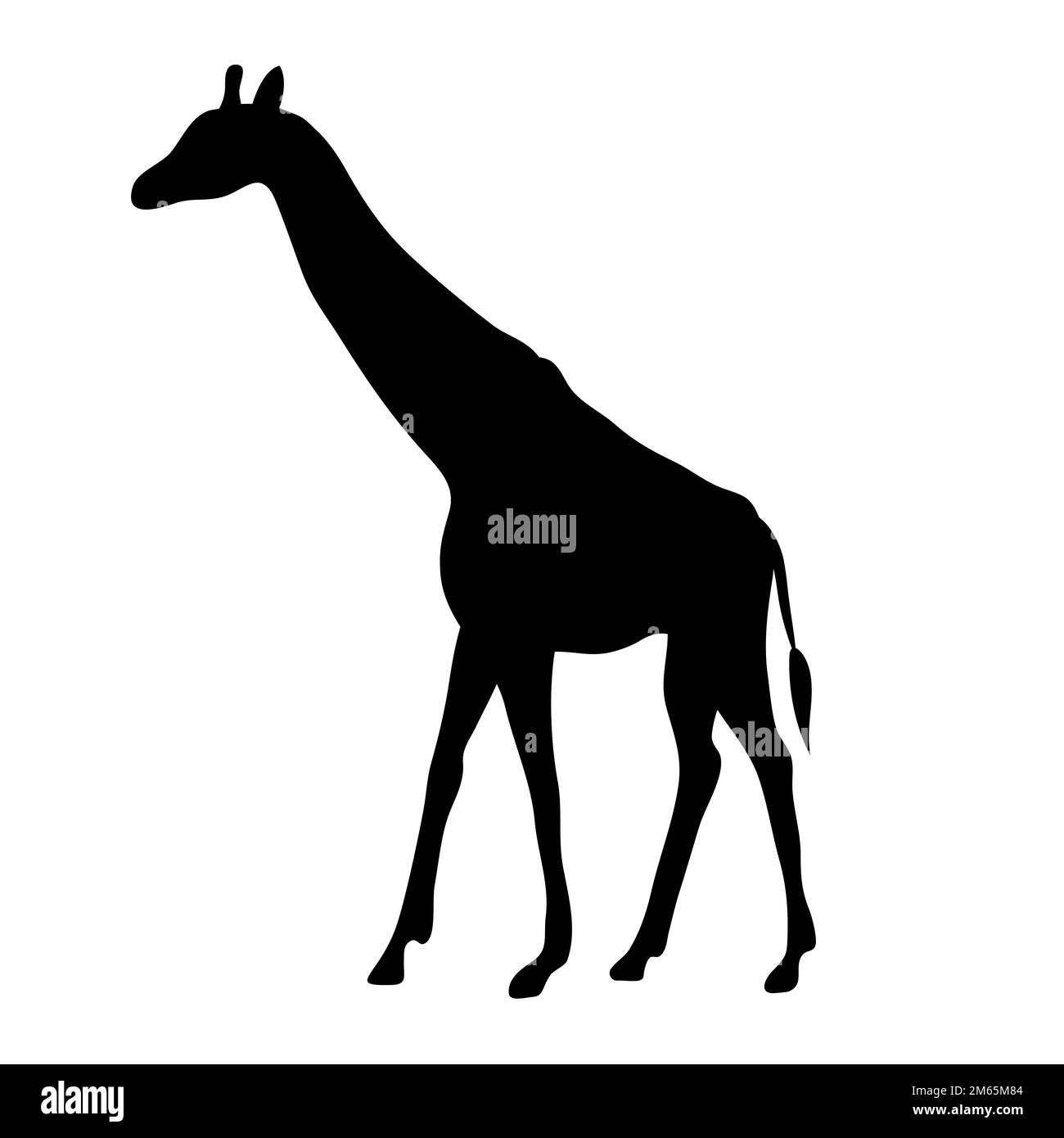 Vector flat hand drawn giraffe silhouette isolated on white background ...