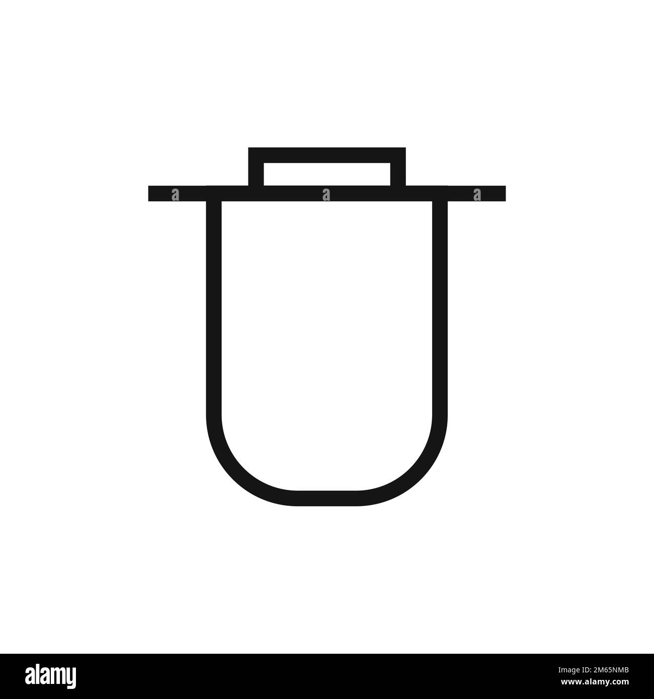 Trash line icon isolated on white background. Black flat thin icon on ...