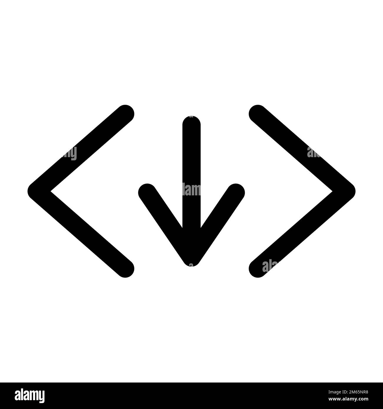 Code download icon line isolated on white background. Black flat thin ...