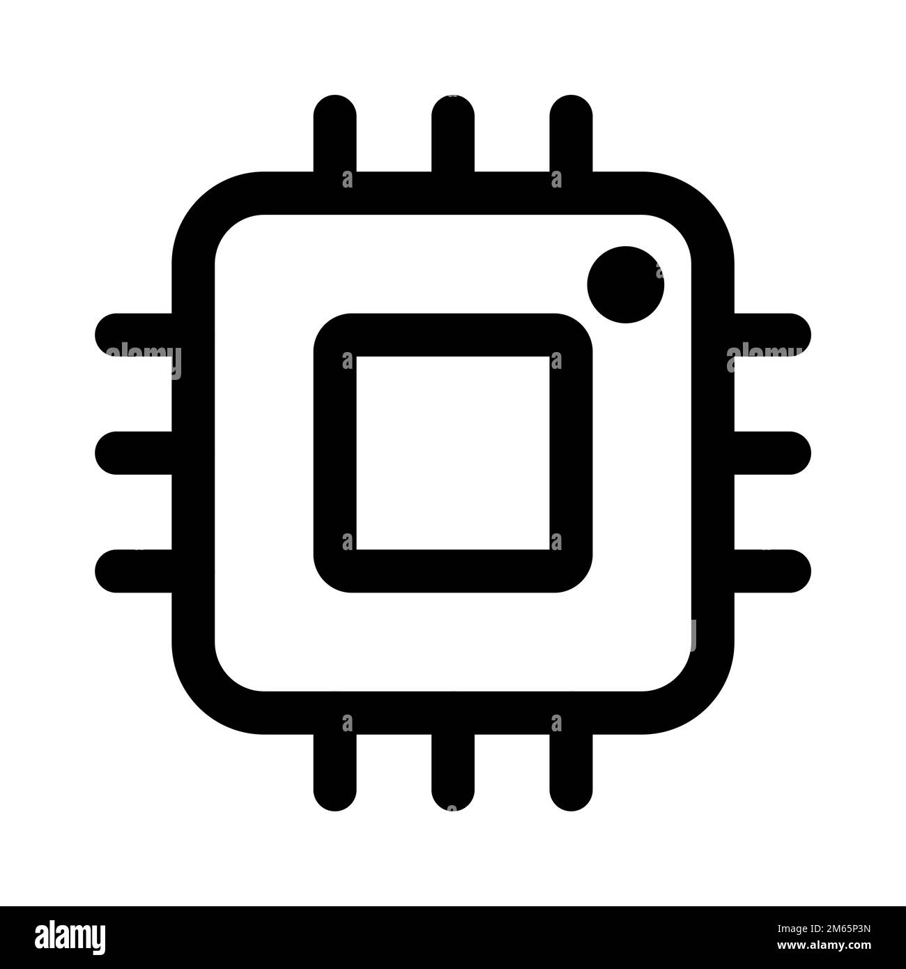 Hardware chip icon line isolated on white background. Black flat thin