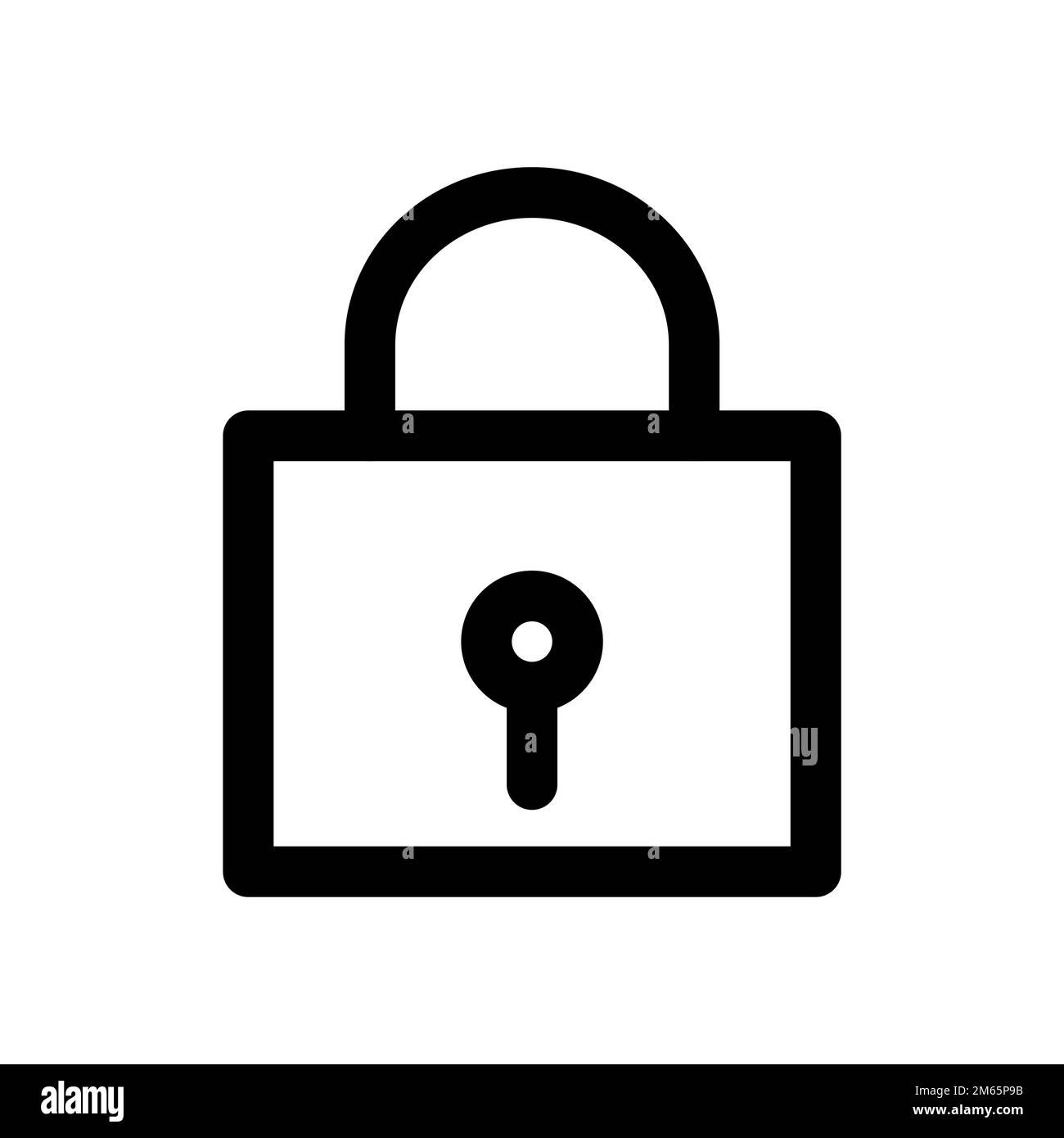 Lock icon line isolated on white background. Black flat thin icon on ...