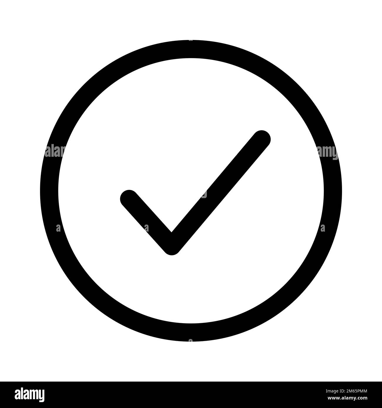 Checkmark circle icon line isolated on white background. Black flat thin icon on modern outline style. Linear symbol and editable stroke. Simple and p Stock Vector