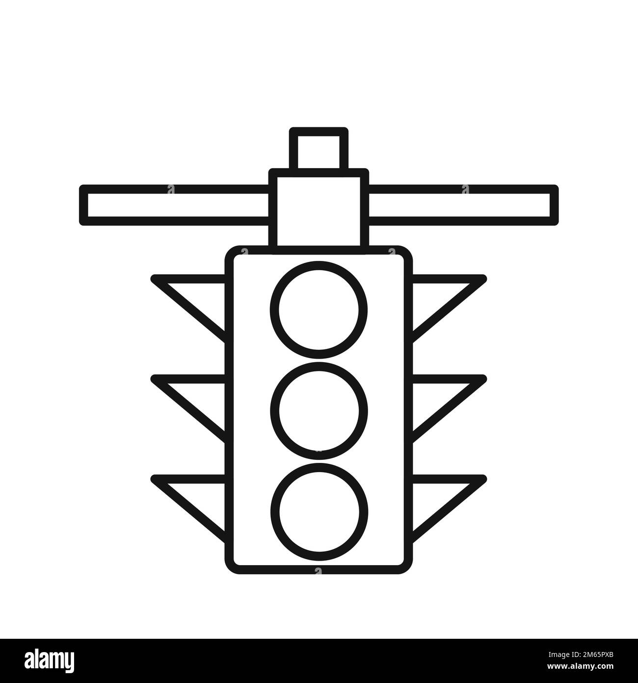 Traffic Light line icon isolated on white background. Black flat thin ...