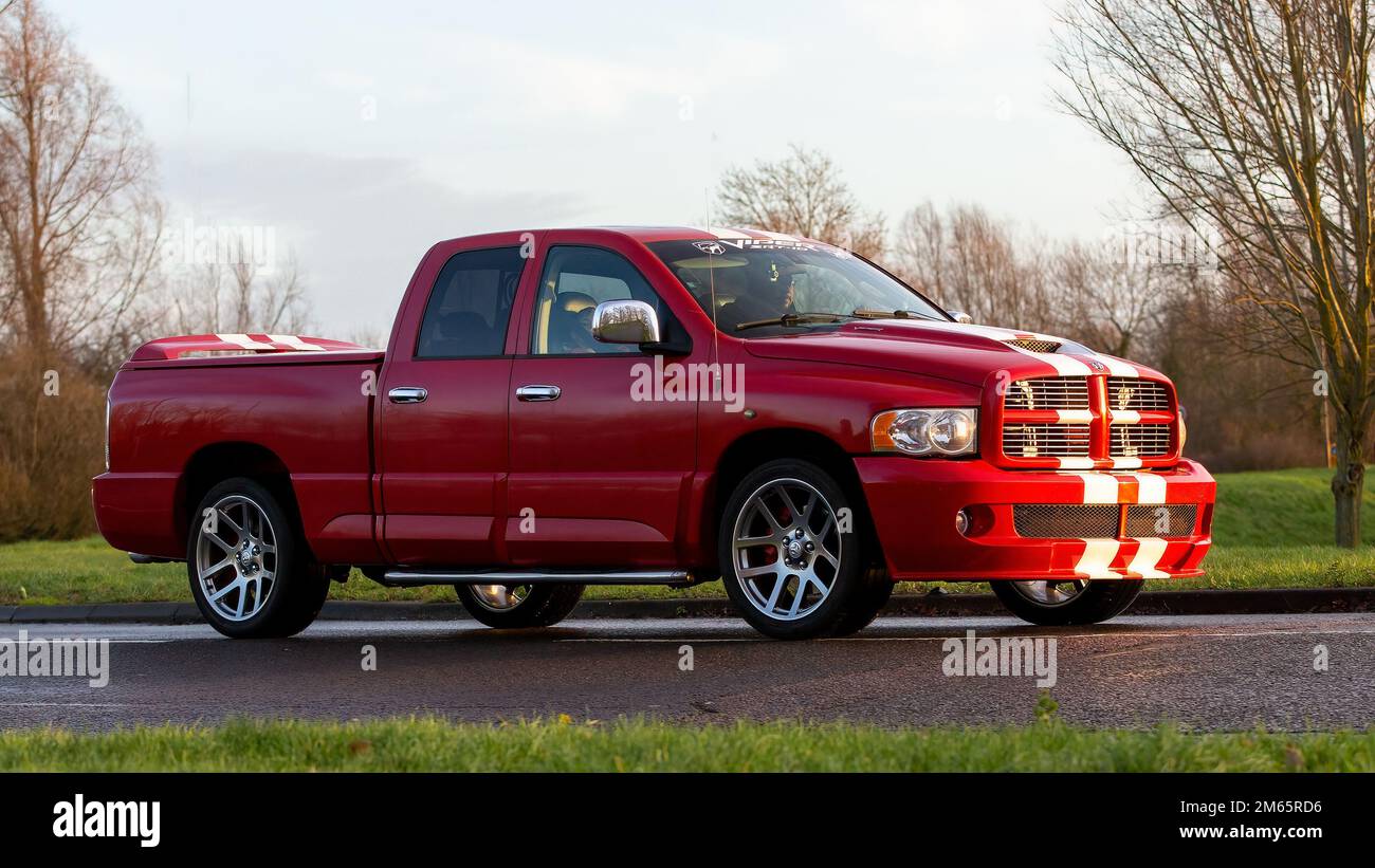 Red Dodge Ram SRT 10 Viper sport pickup truck Stock Photo