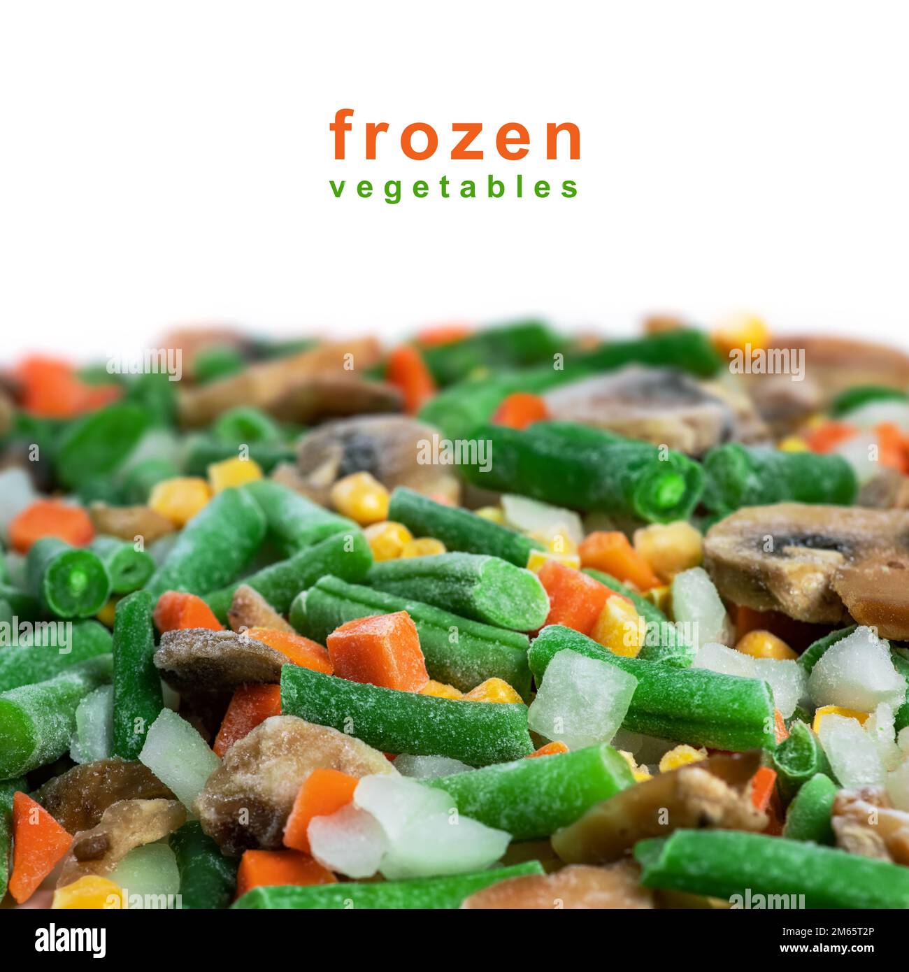Frozen vegetables. Frozen vegetable mixture of carrots, corn and peas
