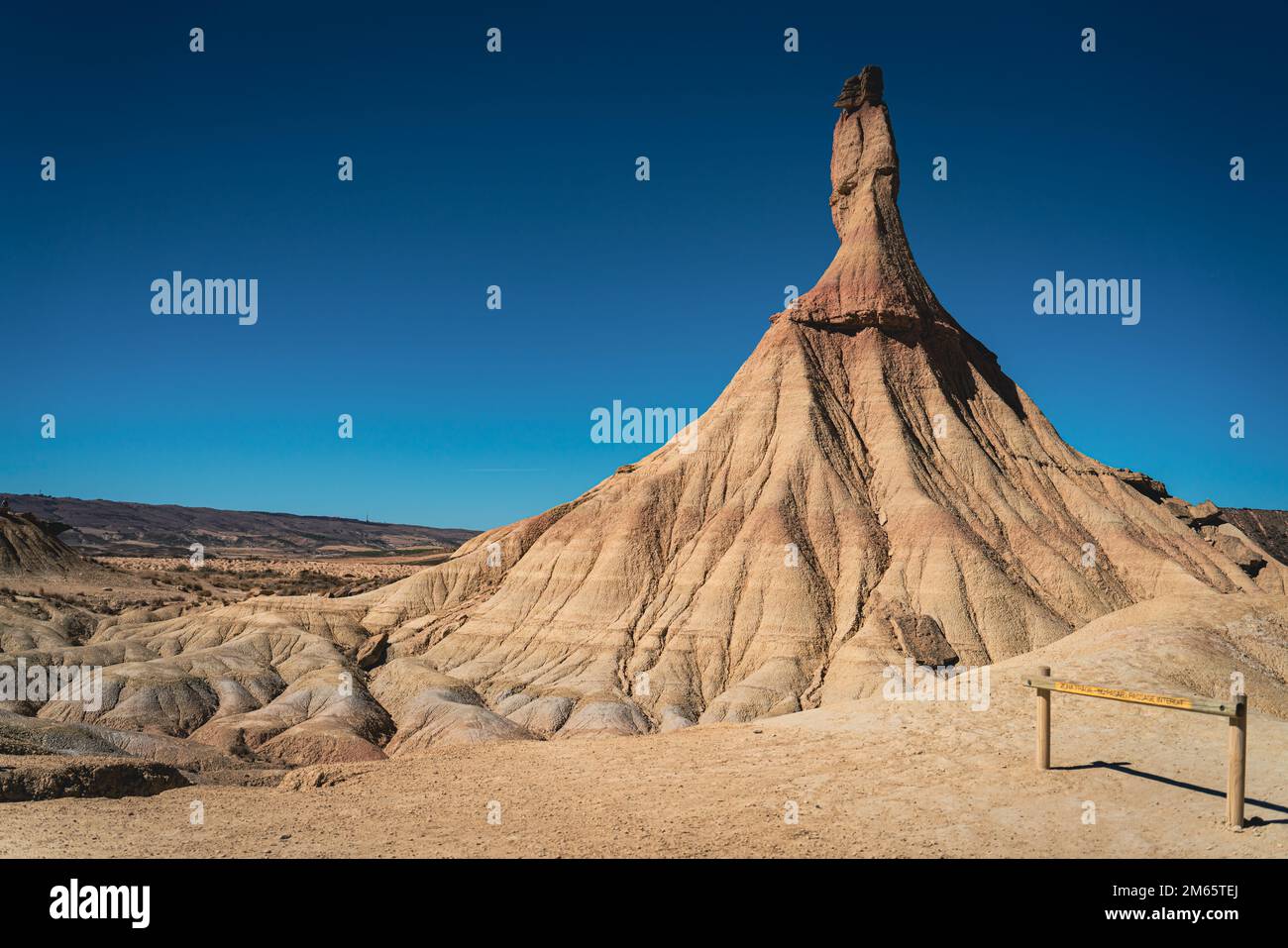 Iconic formation in Bardenas desert in Navarra Stock Photo