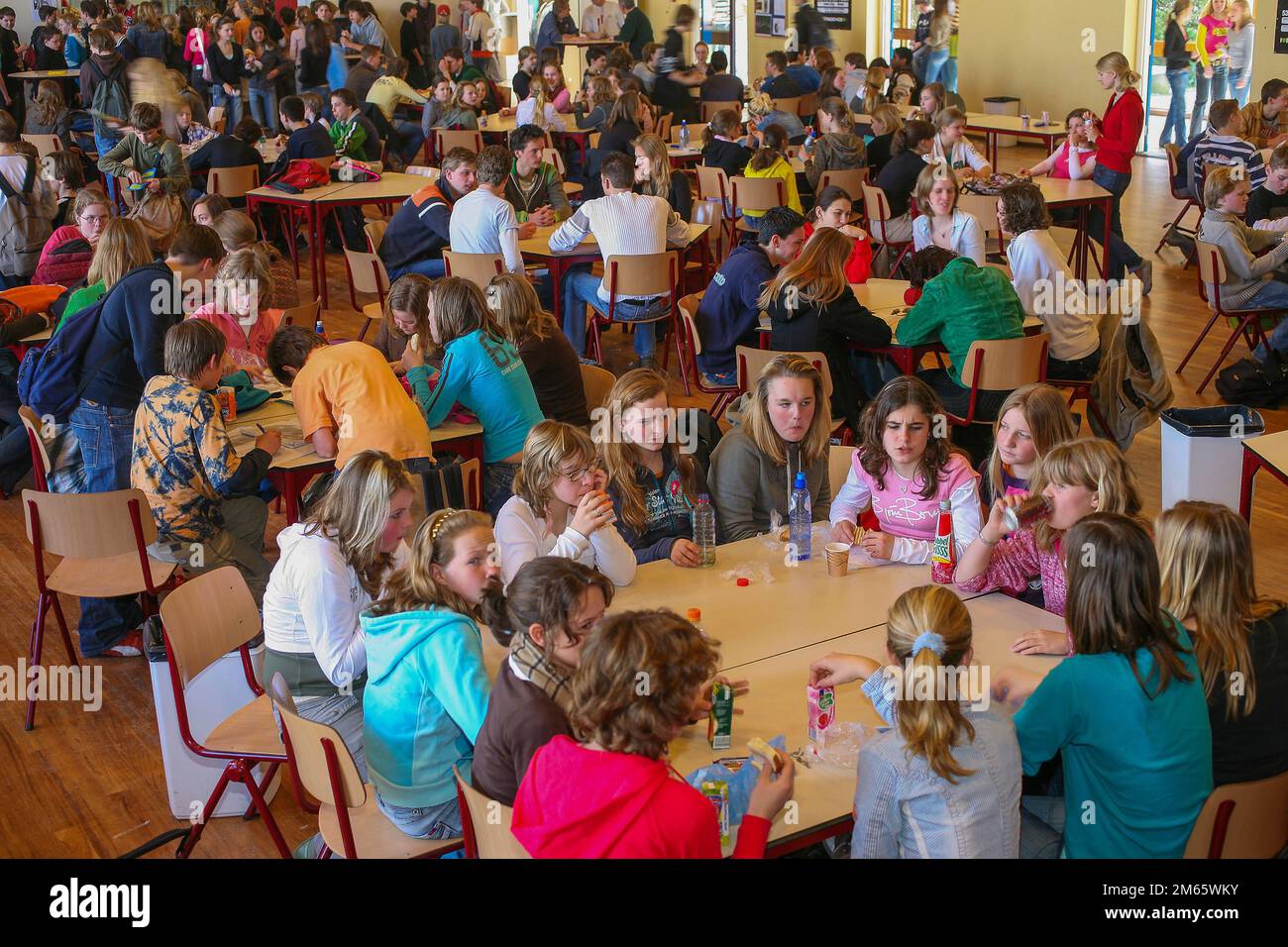Netherlands, a high school canteen during lunch break. Stock Photo