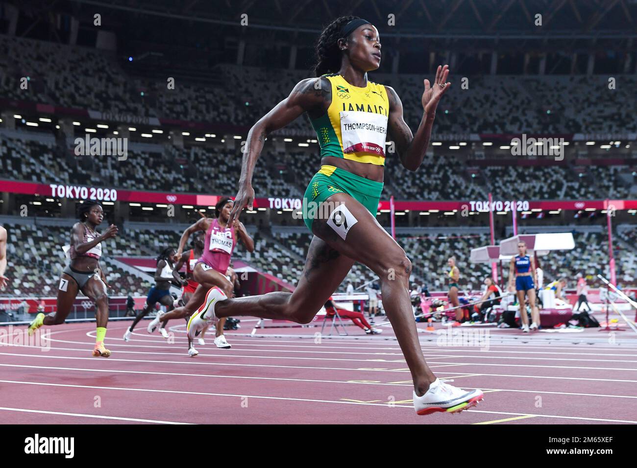 Elaine ThompsonHerah (JAM) competing in the Women's 200 metres