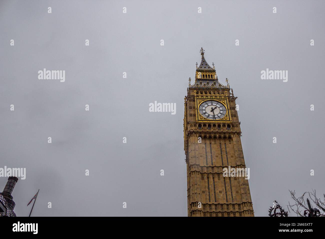 The tower bell called Big Ben on a rainy day in London, England Stock ...