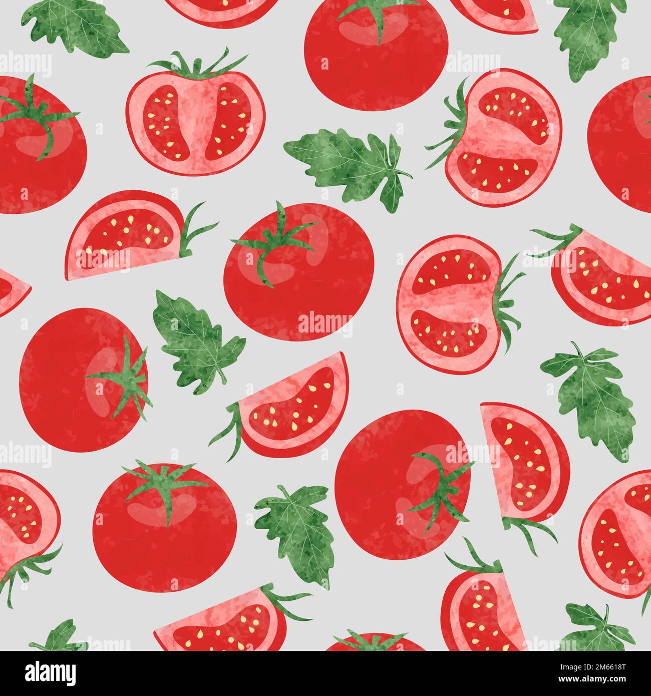 Seamless vector watercolor tomato pattern. Vegetable background Stock ...