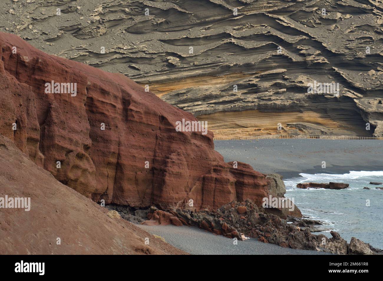 Charco de los Clicos or Charco Verde in the Gulf, Lanzarote Stock Photo