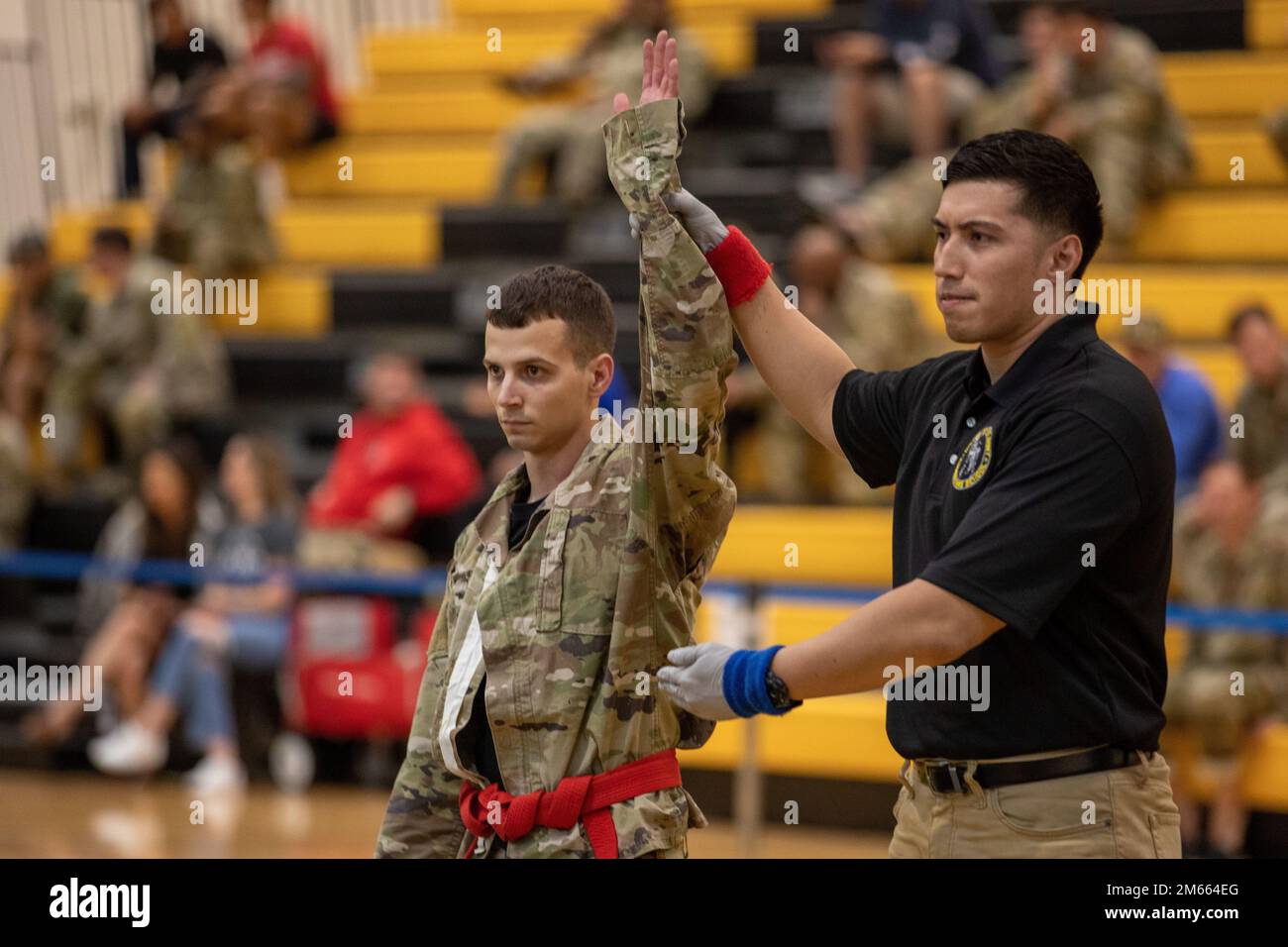 A U.S. Army Soldier is named the winner of a match during the AllArmy