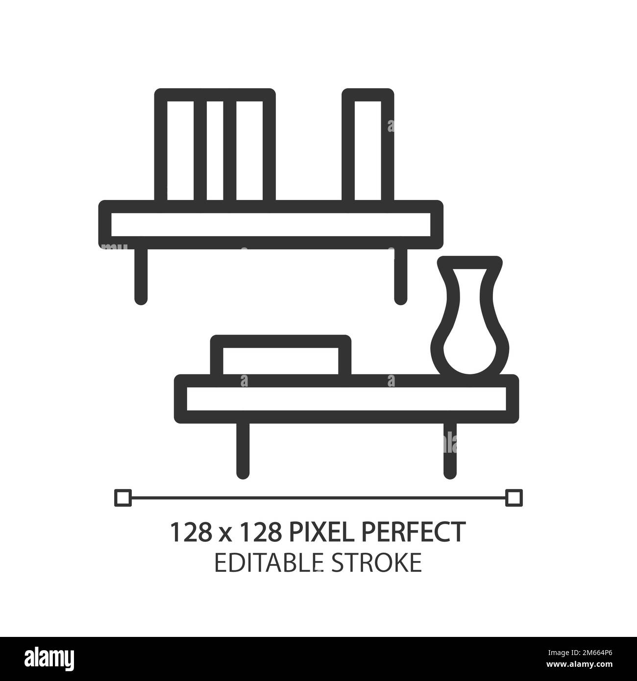 Floating shelf pixel perfect linear icon Stock Vector