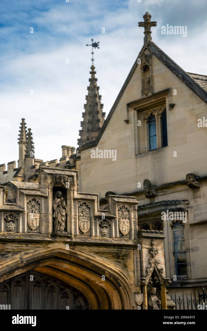 Gothic niches grotesques, and an arched opening to Magdalene College at