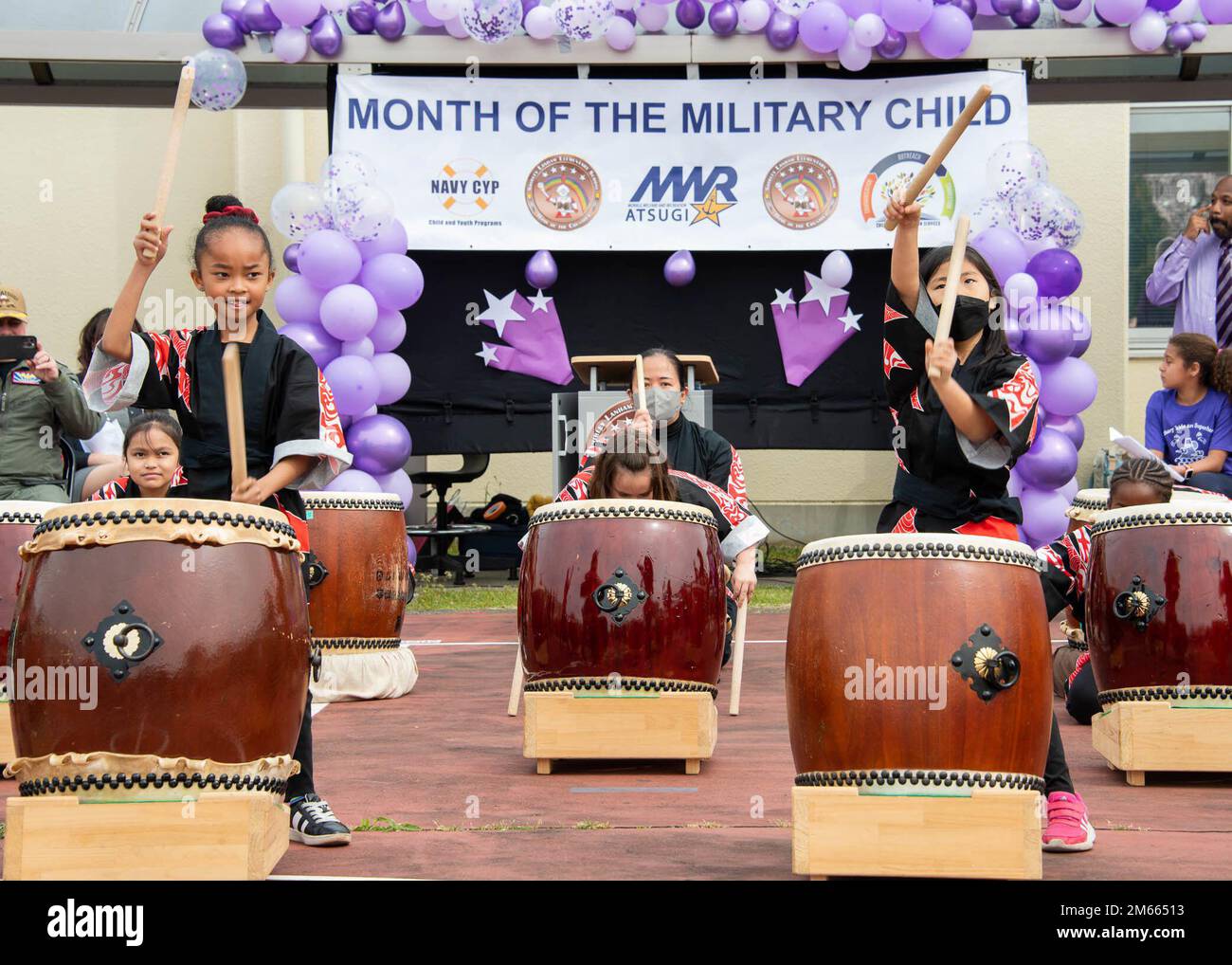 220406NDM3181089 Shirley Lanham Elementary School students perform Taiko during a Month of