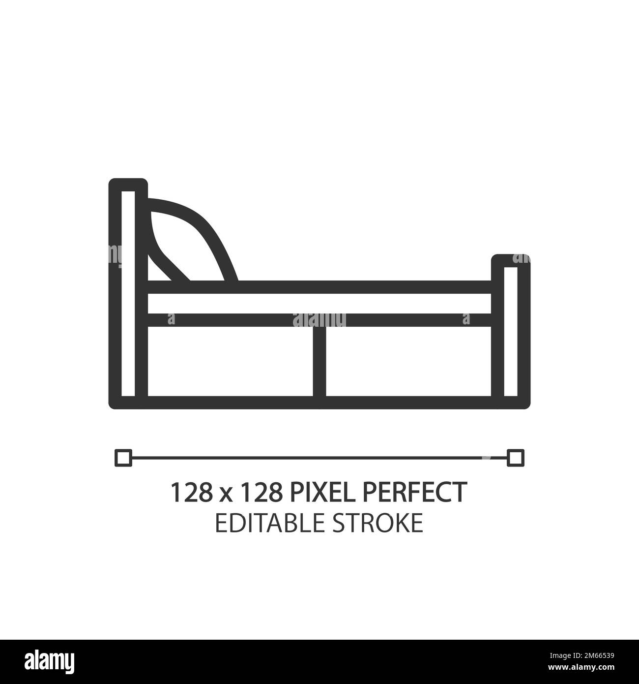 Single Bed Pixel Perfect Linear Icon Stock Vector Image Art Alamy
