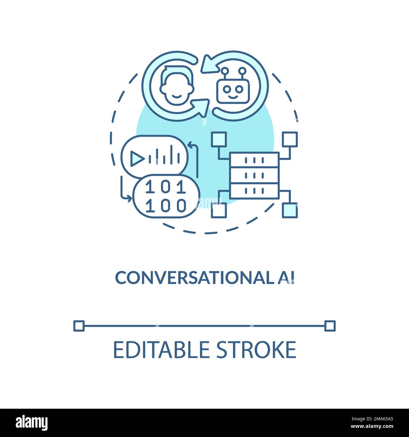 Conversational AI turquoise concept icon Stock Vector