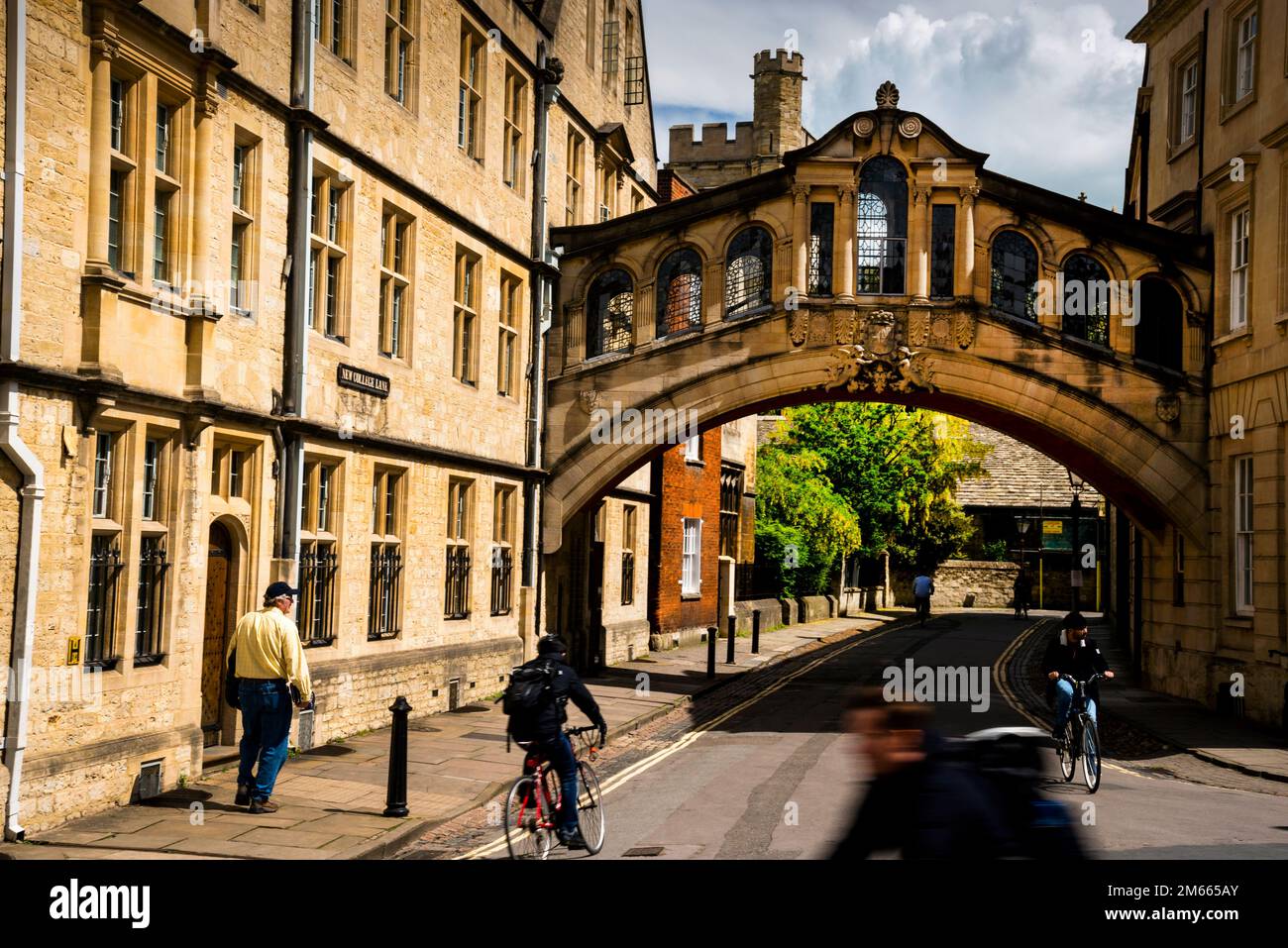 The Hertford Bridge or Bridge of Sighs in Oxford, England. Stock Photo
