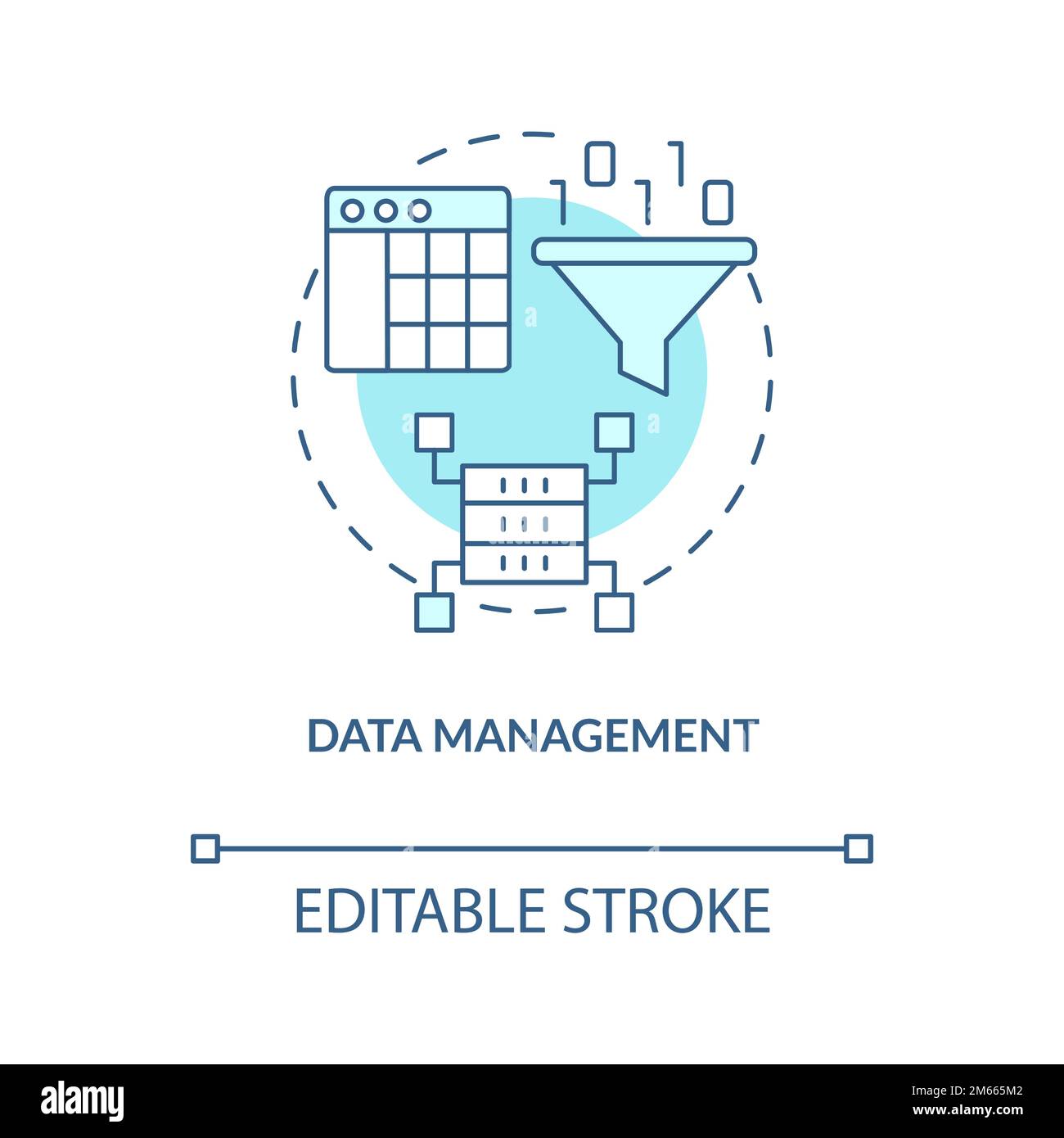 Data management turquoise concept icon Stock Vector