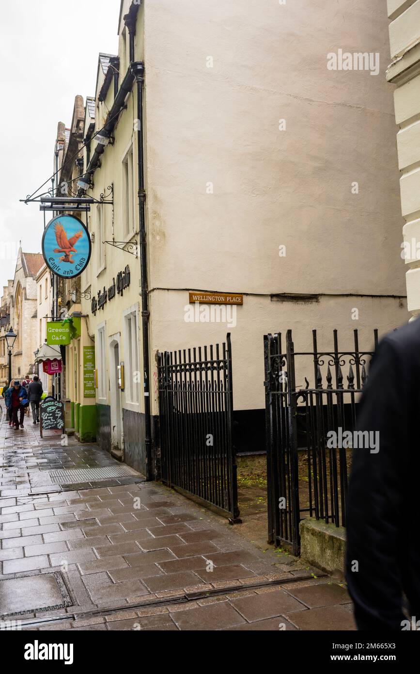 The Eagle and Child pub landmark location owned by St. John's College in Oxford, England. Stock Photo