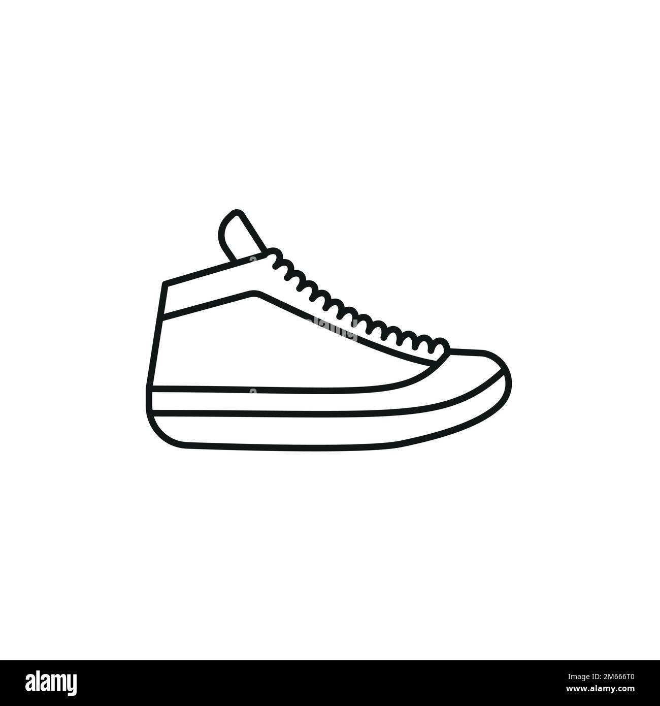 Black and white contour vector illustration of shoes. sneakers, unisex ...