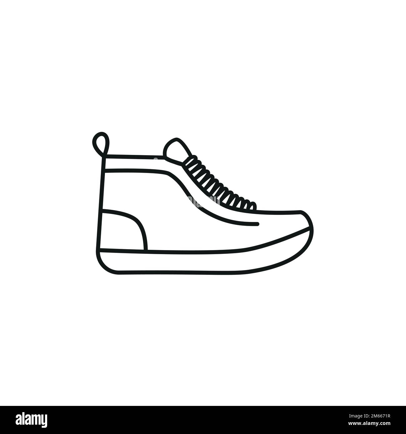 Black and white contour vector illustration of shoes. sneakers, unisex ...