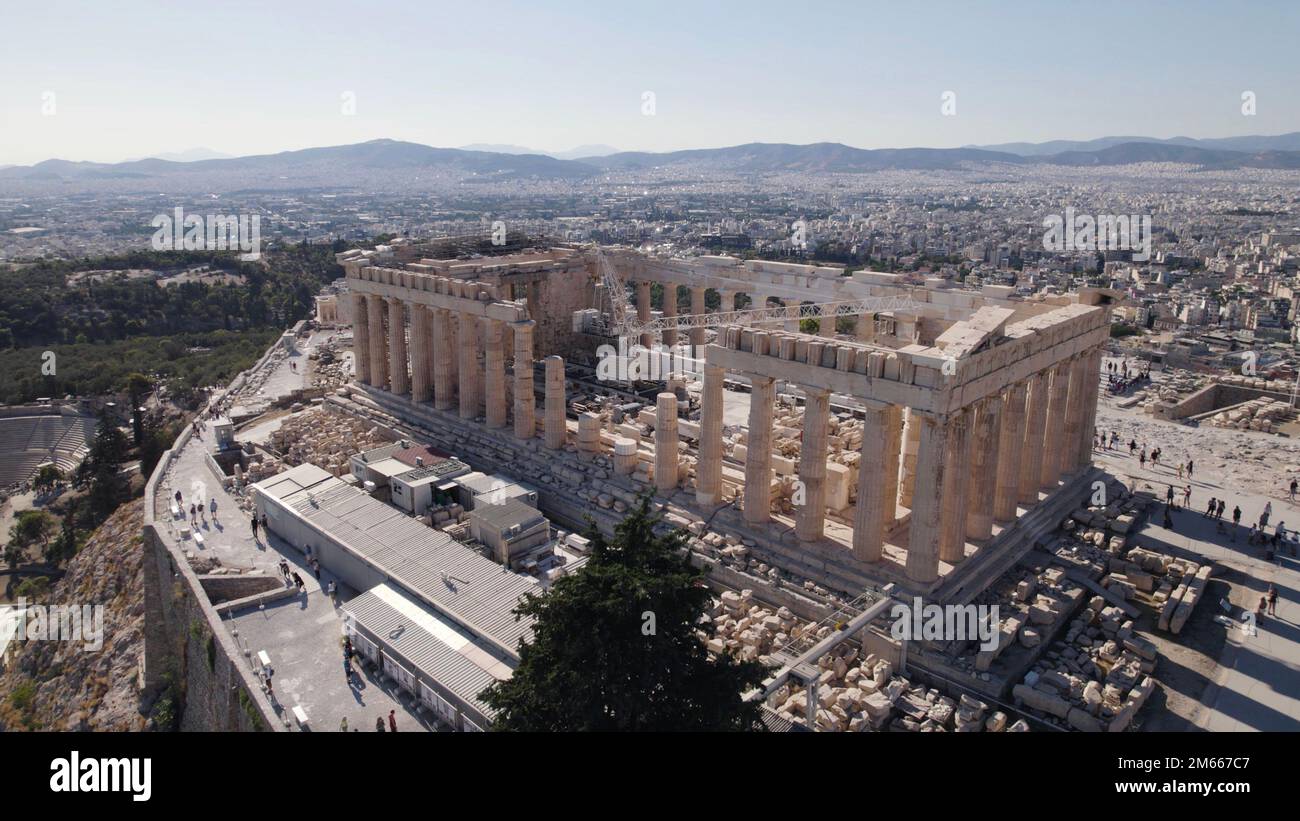 A drone shot of the Parthenon on the Acropolis of Athens in Greece Stock  Photo - Alamy