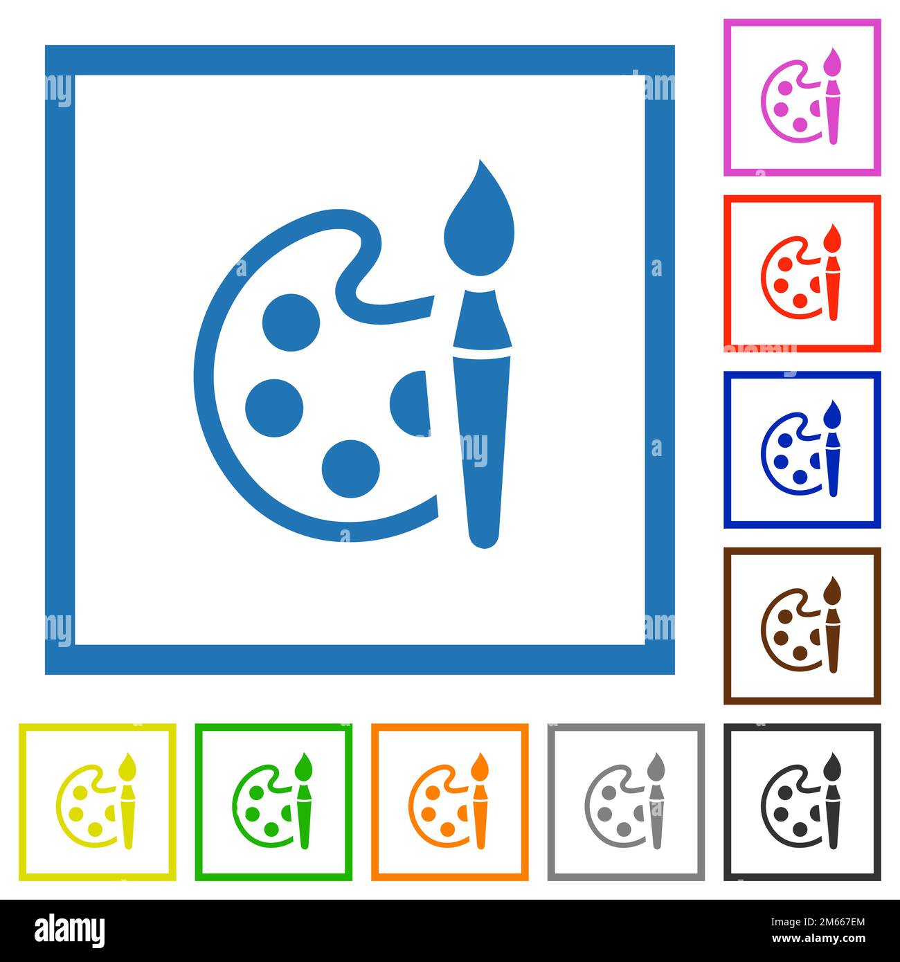 Paint kit alternate flat color icons in square frames on white ...