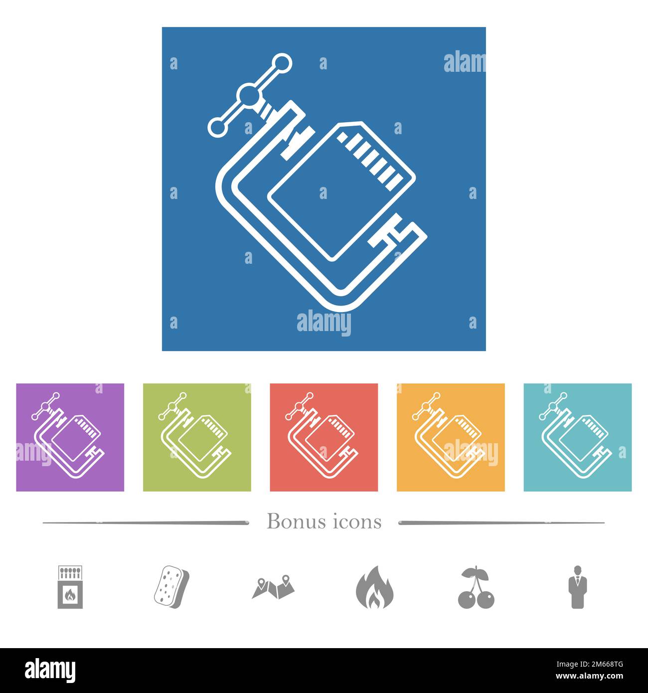 SD memory card compress outline flat white icons in square backgrounds ...