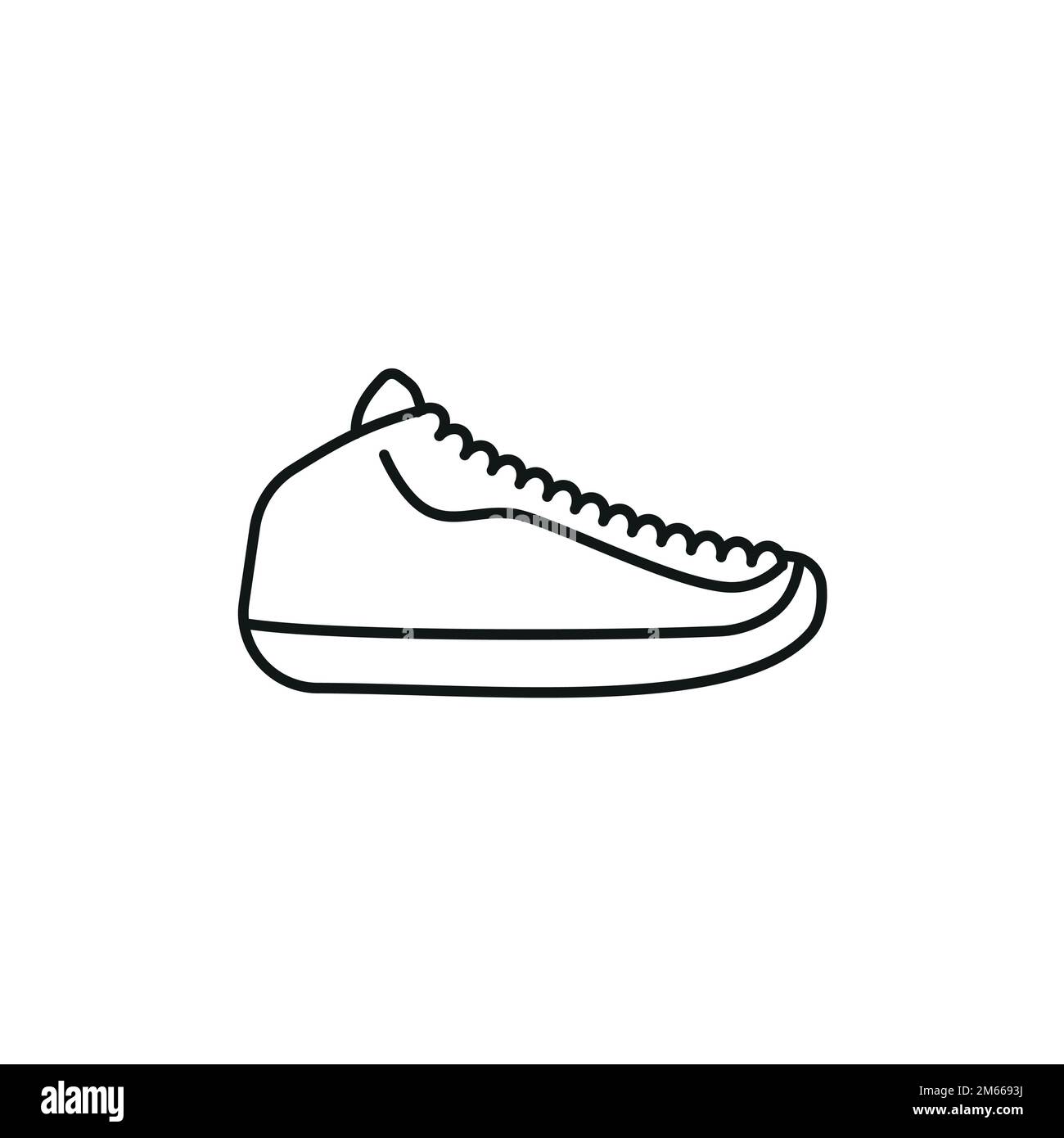 Black and white contour vector illustration of shoes. sneakers, unisex ...