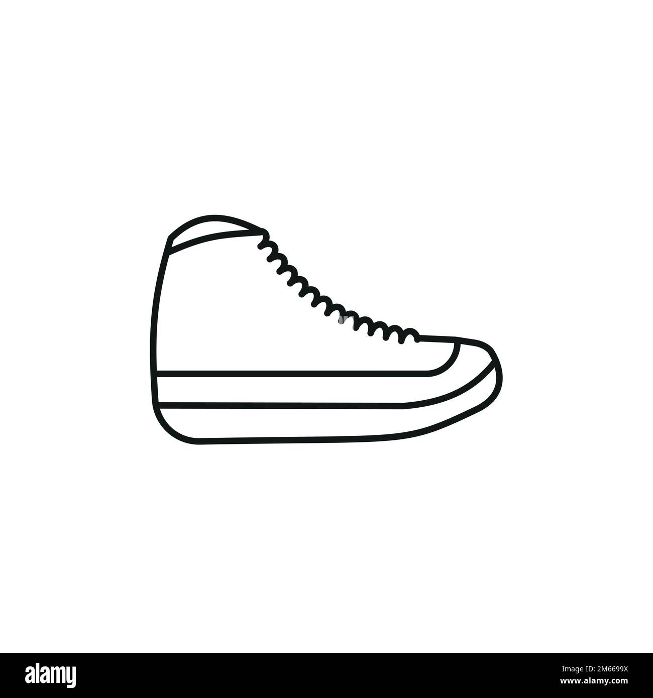 Black and white contour vector illustration of shoes. sneakers, unisex, outline sneakers. vector line. eps 10 Stock Vector