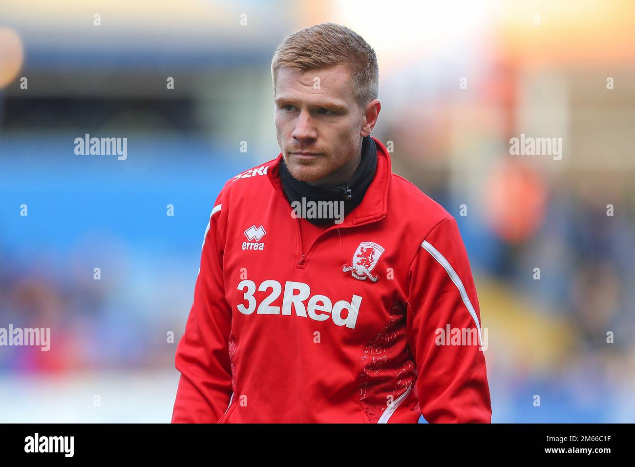 Duncan Watmore #18 of Middlesbrough during the pre-game warm up ahead of the Sky Bet Championship match Birmingham City vs Middlesbrough at St Andrews, Birmingham, United Kingdom, 2nd January 2023  (Photo by Gareth Evans/News Images) Stock Photo