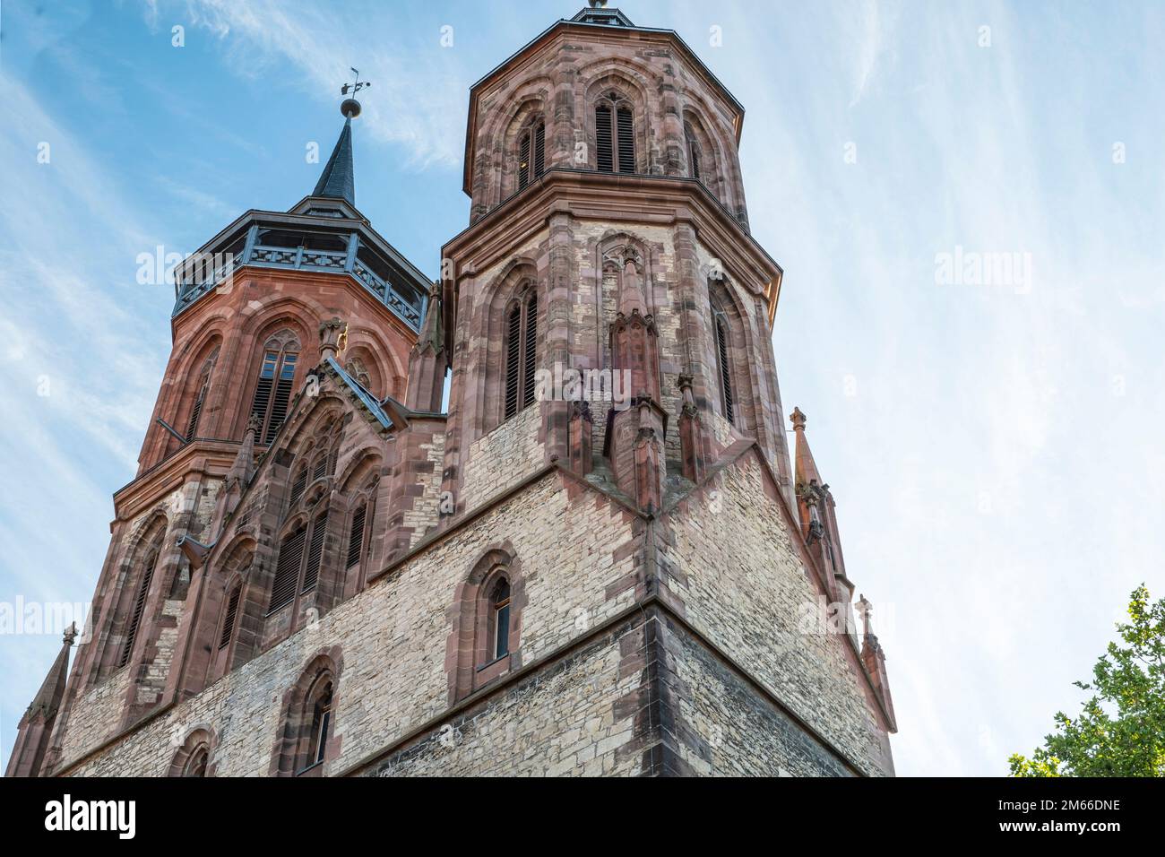 Front with towers of St. John's Church in Goettingen, raised view Stock Photo