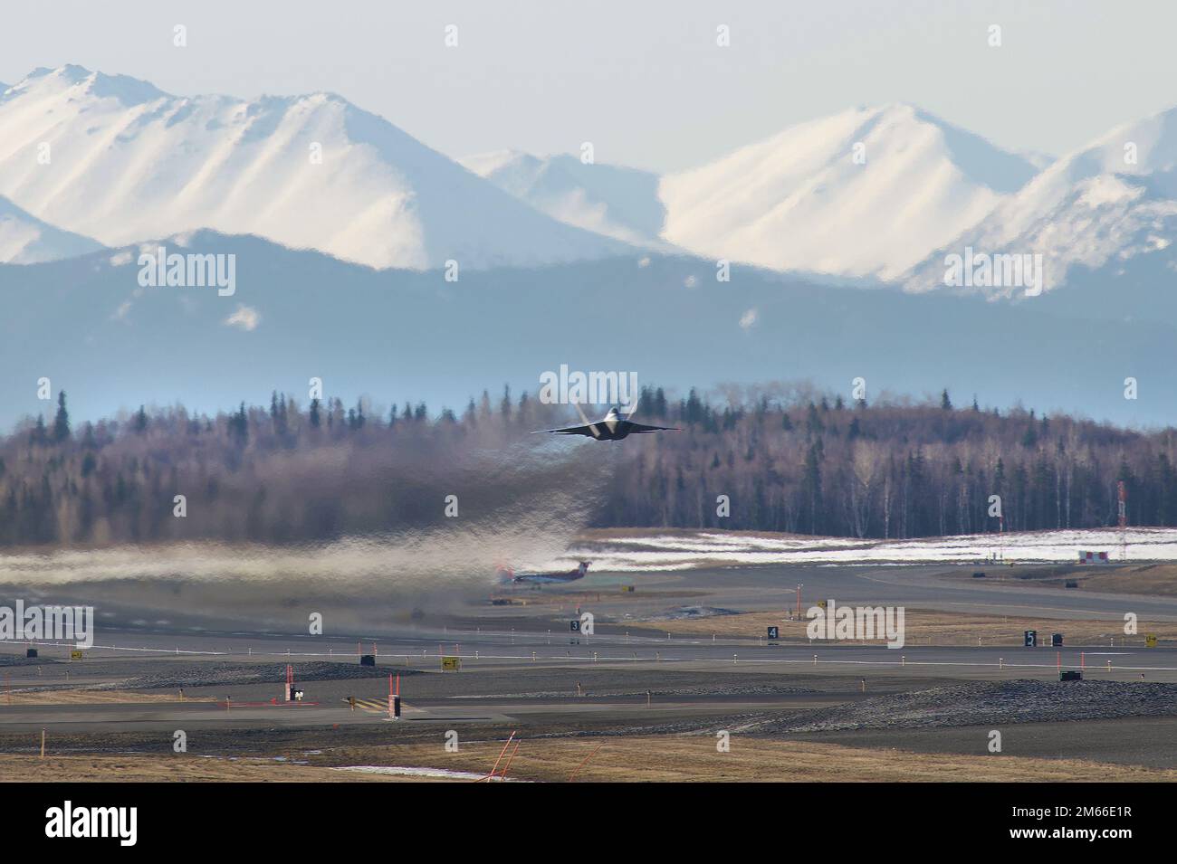 A U.S. Air Force F22 Raptor assigned to the 3rd Wing takes off from