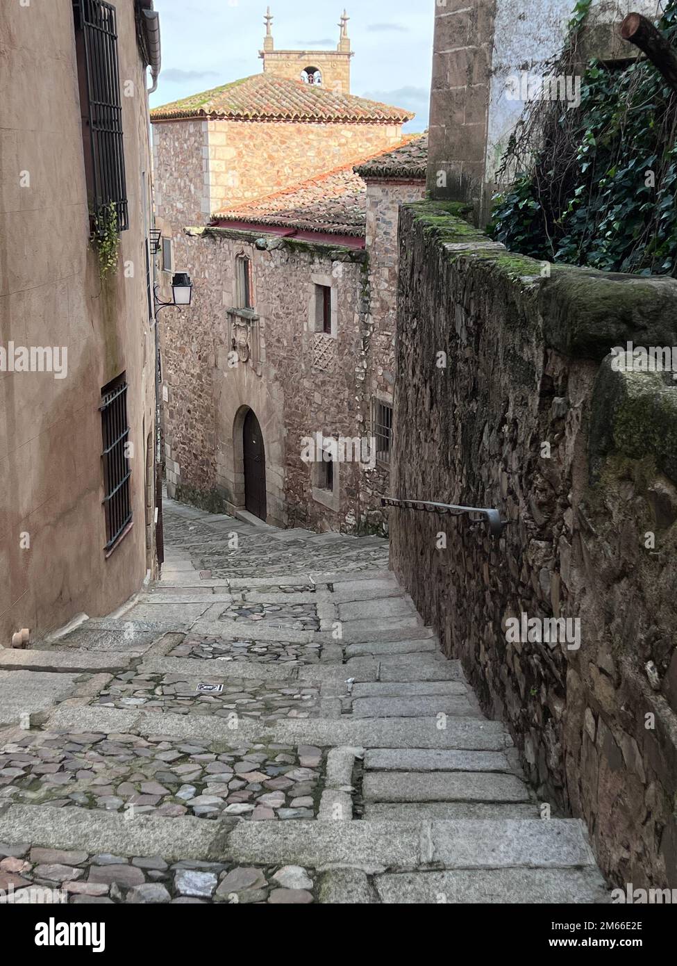 Buildings and streets of the city of Cáceres Stock Photo