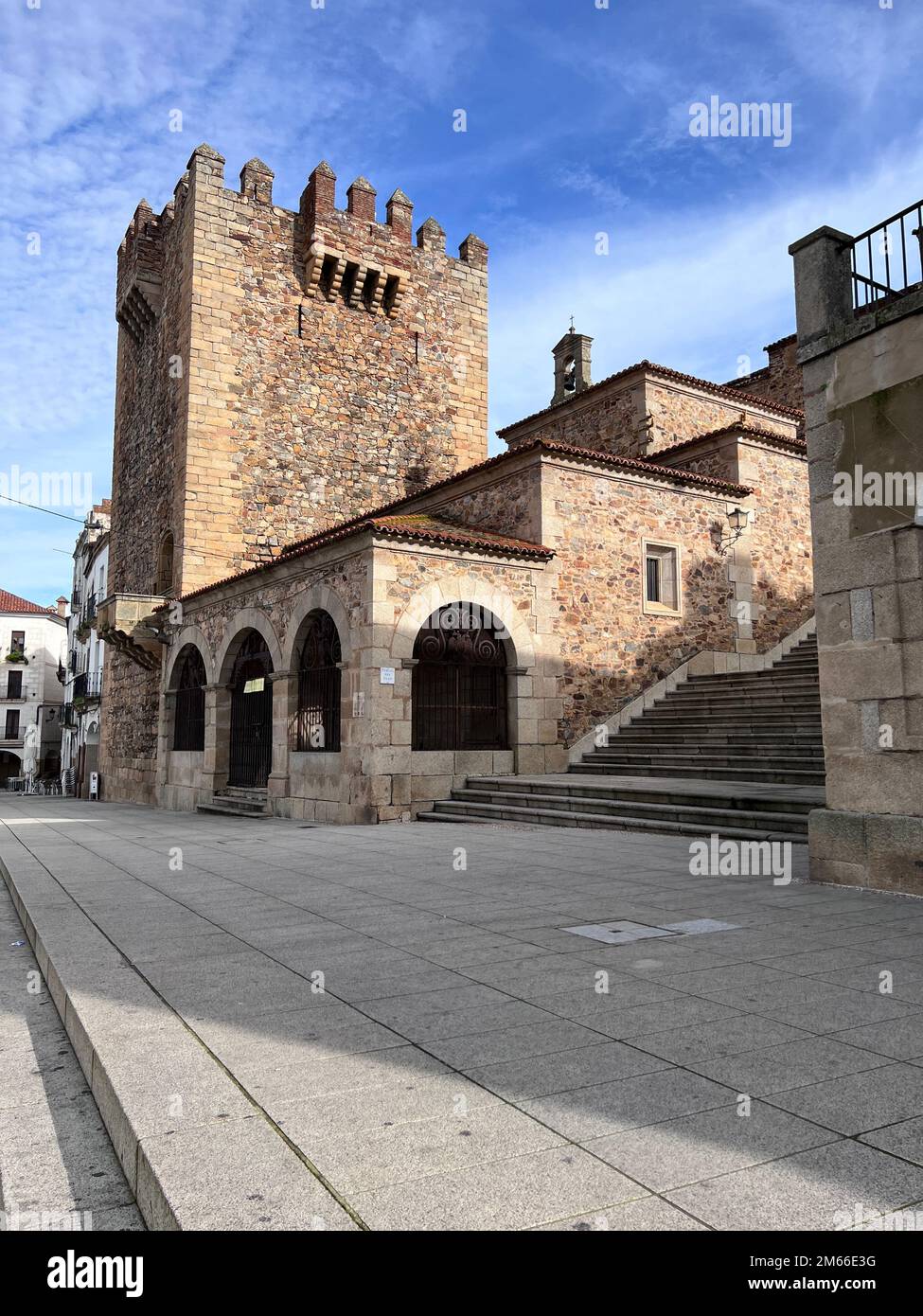 Bujaco tower in the main square of Cáceres Stock Photo