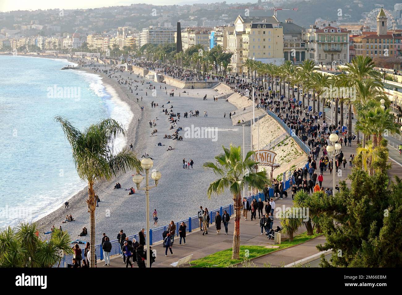 Above view of Promenade des Anglais. Nice, France - December 2022 Stock Photo