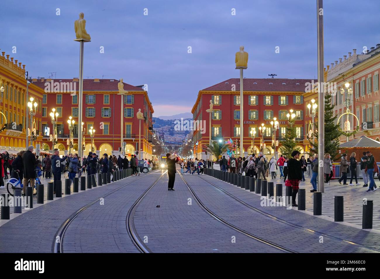 Central Square - Place Massena in Nice, Cote d'Azur, French Riviera. Nice, France - December 2022 Stock Photo