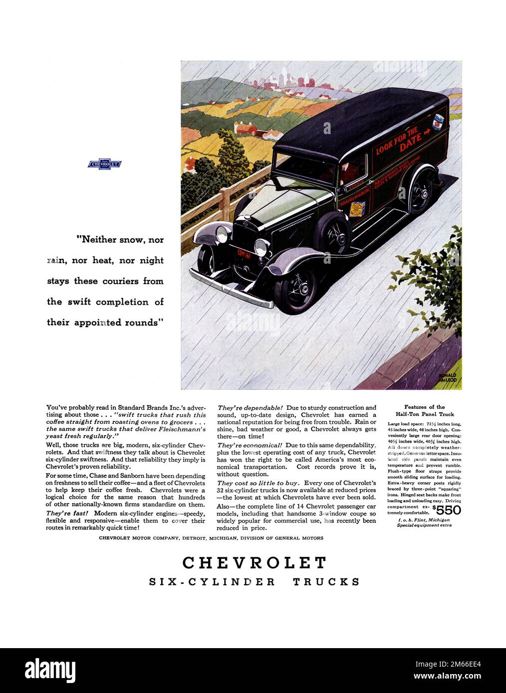 Original 1932 Chevrolet truck advertisement Stock Photo