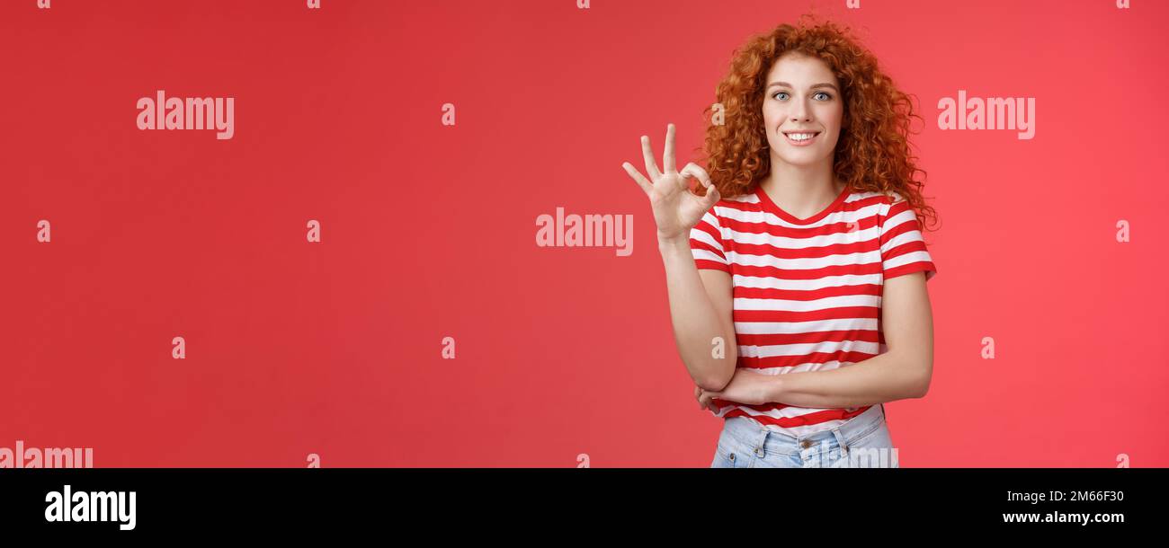 Excellent choice good. Attractive cheerful european redhead curly woman ...