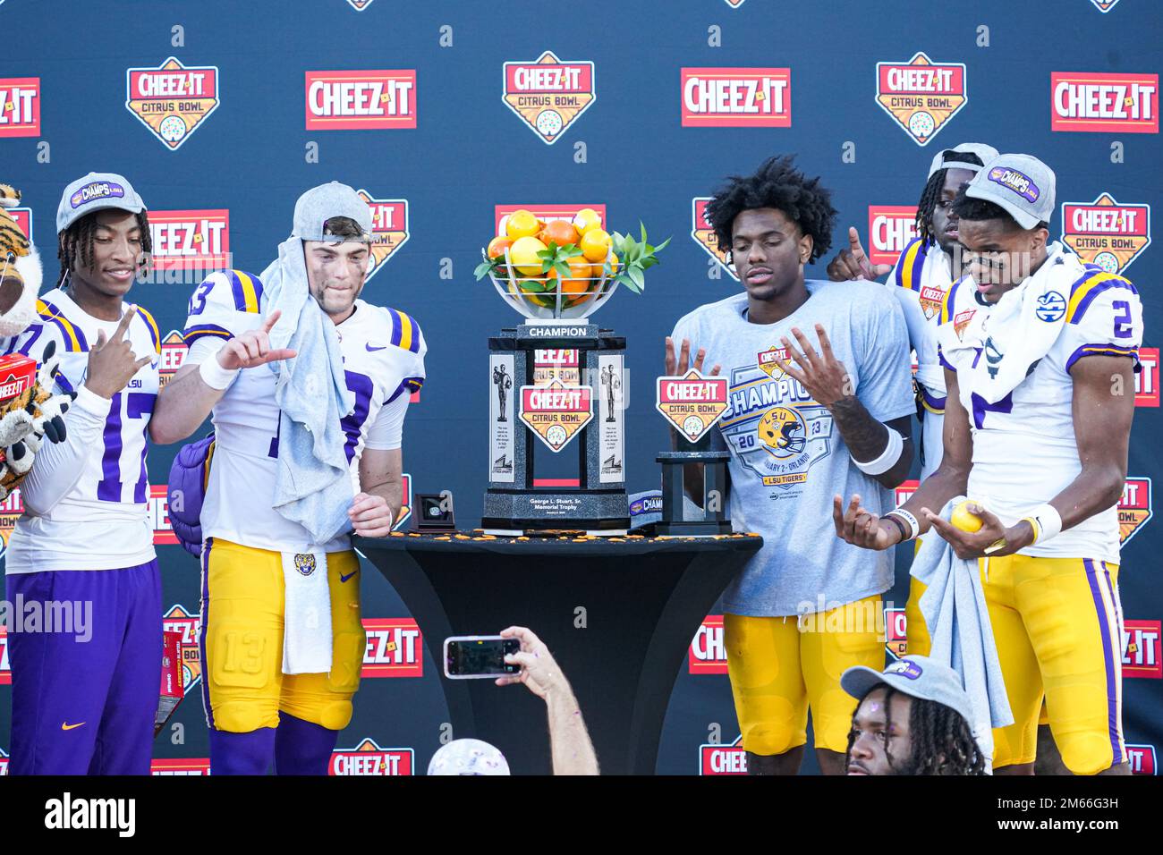 Orlando, Florida, USA, January 2, 2023, LSU players celebrate win after