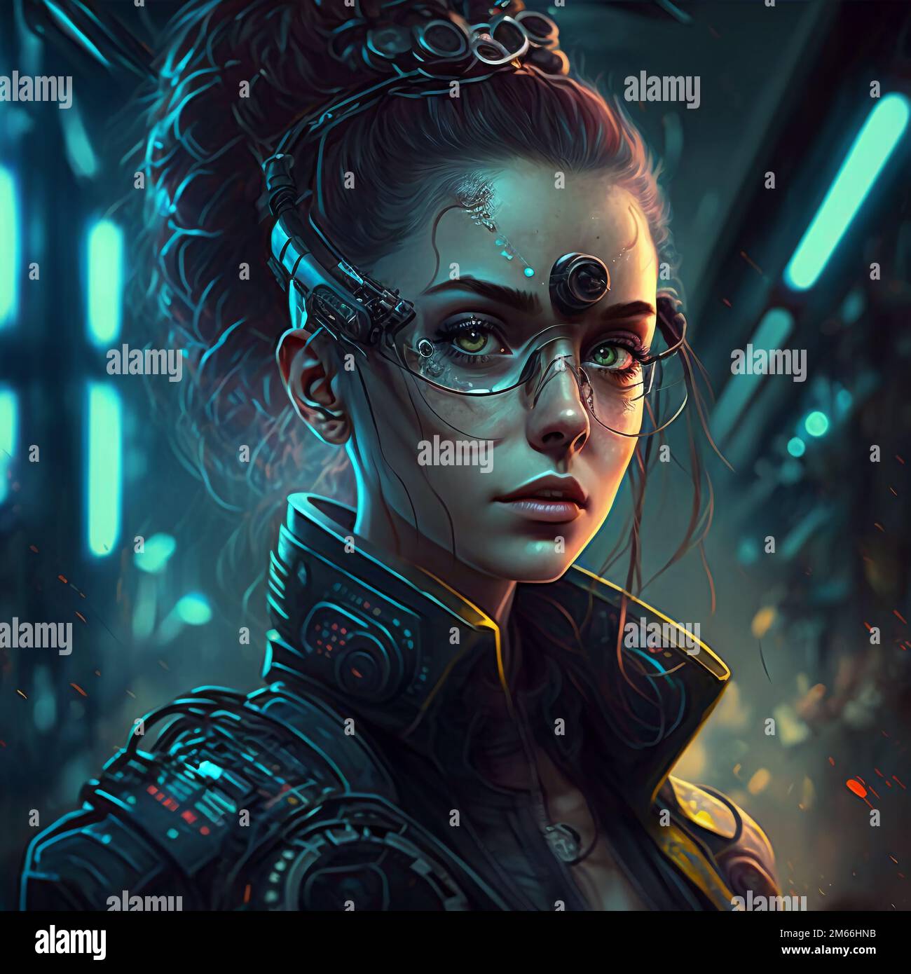 Beautiful cyberpunk girl, dark tones, cinematic picture, high