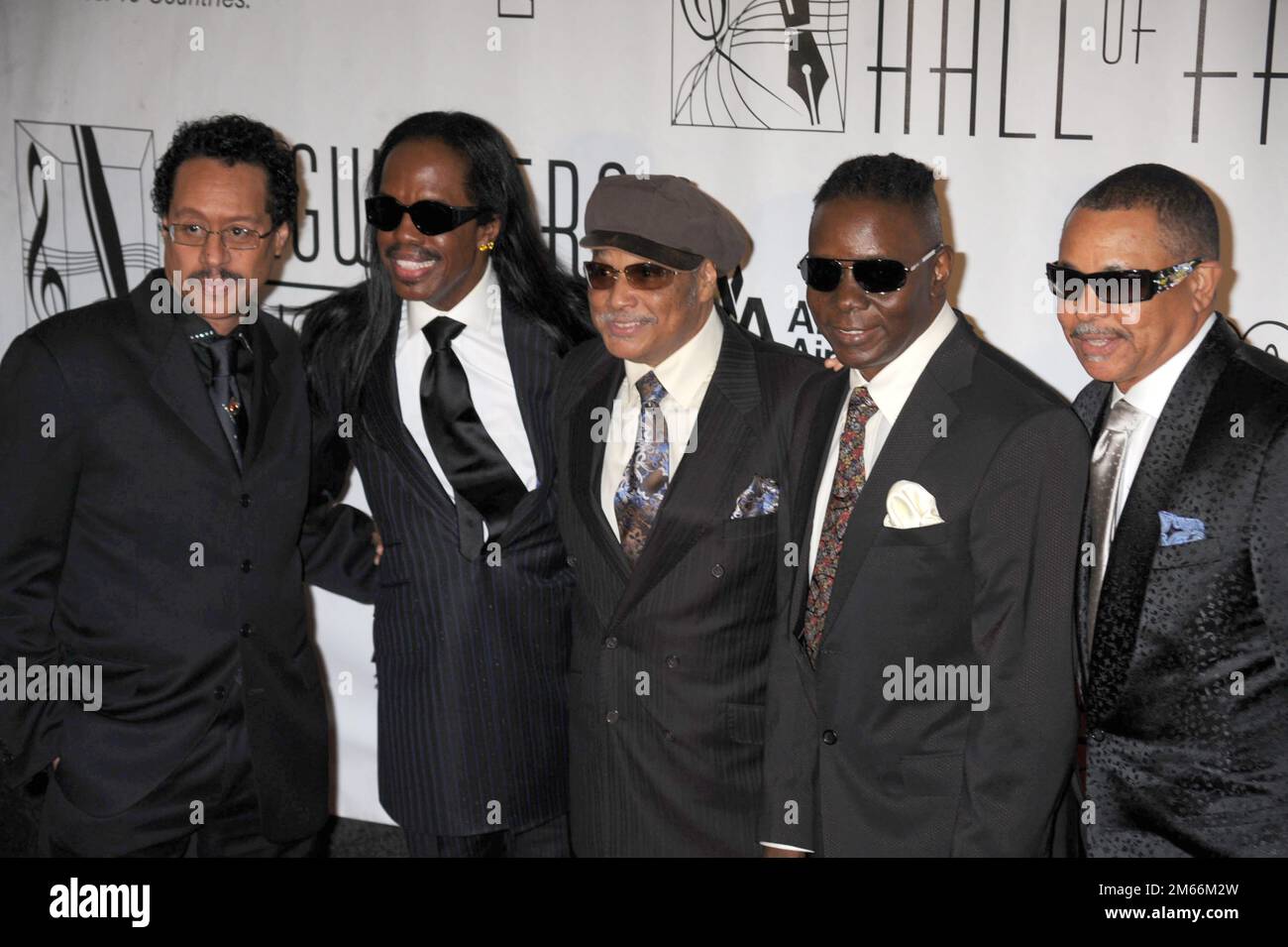 **FILE PHOTO** Fred White Has Passed Away. Earth Wind and Fire (Fred White, Verdine White, Al McKay, Philip Bailey and Ralph Johnson) at the 41st annual Songwriters Hall of Fame at The New York Marriott Marquis in New York City. June 17, 2010. Credit: Dennis Van Tine/MediaPunch Stock Photo